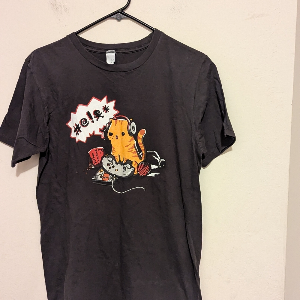 Woot Cat Gaming Grey Short Sleeve Shirt Size Medium